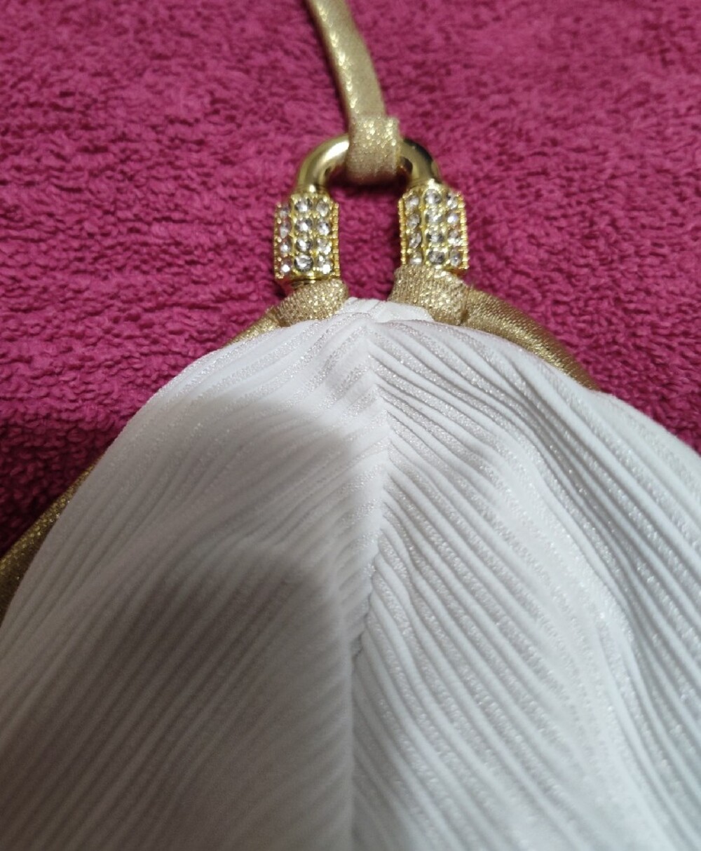 Beach Bunny White and Gold Triangle Bikini Top - Picture 5 of 6